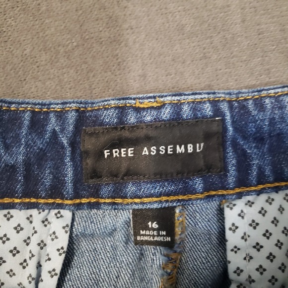 Free Assembly Wide Leg Jeans Womens 16 Blue High Rise Stretch - Picture 4 of 9